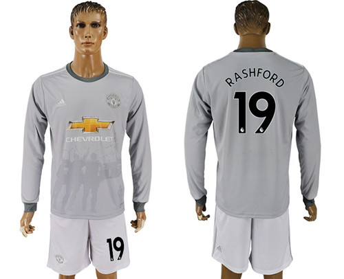 2017 18 Manchester United 19 RASHFORD Third Away Long Sleeve Soccer Jersey