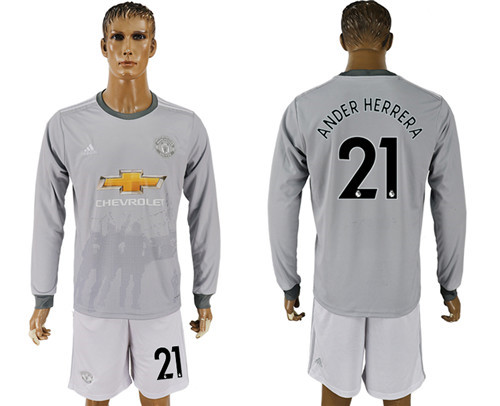 2017 18 Manchester United 21 ANDER HERRERA Third Away Long Sleeve Soccer Jersey