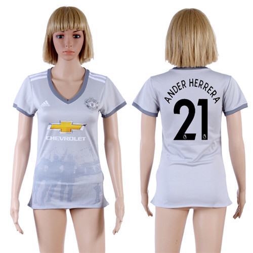 2017 18 Manchester United 21 ANDER HERRERA Third Away Women Soccer Jersey