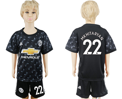 2017 18 Manchester United 22 MKHITARYAN Away Youth Soccer Jersey