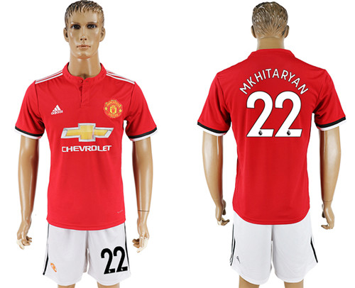 2017 18 Manchester United 22 MKHITARYAN Home Soccer Jersey