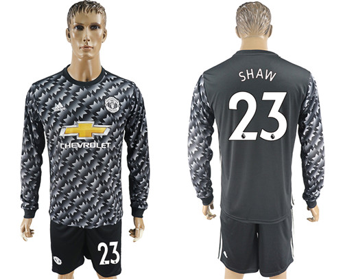 2017 18 Manchester United 23 SHAW Away Long Sleeve Soccer Jersey