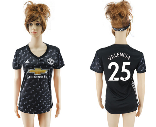 2017 18 Manchester United 25 VALENCIA Away Women Soccer Jersey