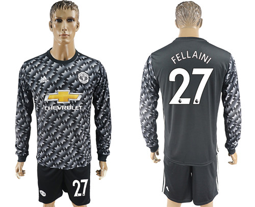 2017 18 Manchester United 27 FELLAINI Away Long Sleeve Soccer Jersey