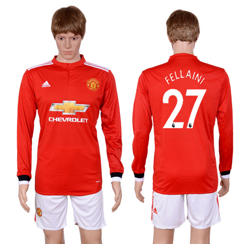 2017 18 Manchester United 27 FELLAINI Home Long Sleeve Soccer Jersey