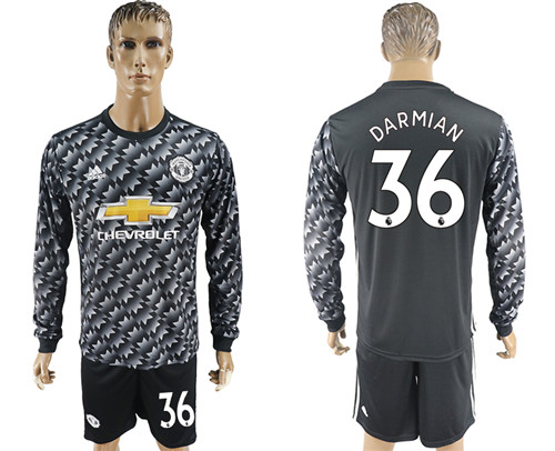 2017 18 Manchester United 36 DARMIAN Away Long Sleeve Soccer Jersey