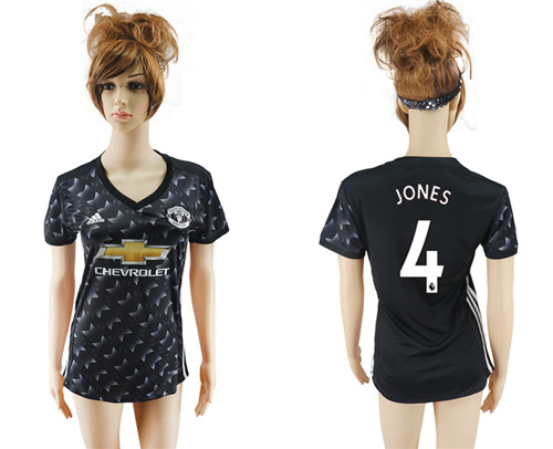 2017 18 Manchester United 4 JONES Away Women Soccer Jersey