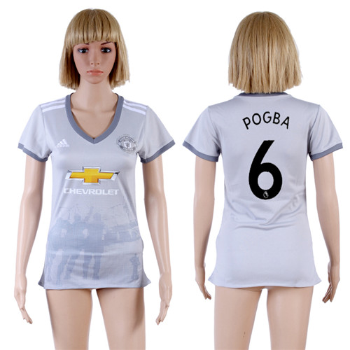 2017 18 Manchester United 6 POGBA Third Away Women Soccer Jersey