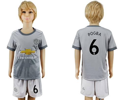 2017 18 Manchester United 6 POGBA Third Away Youth Soccer Jersey