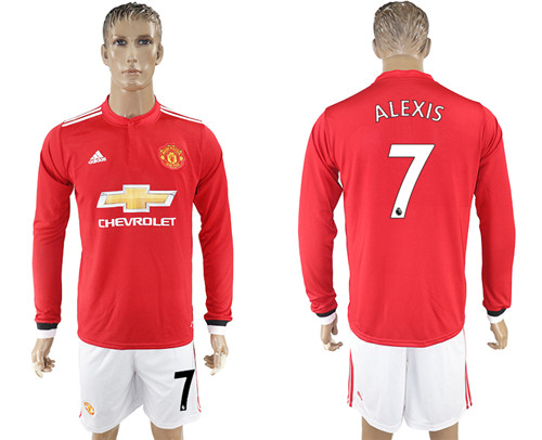 2017 18 Manchester United 7 ALEXIS Home Long Sleeve Soccer Jersey