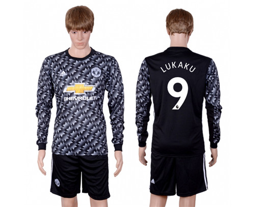 2017 18 Manchester United 9 LUKAKU Away Long Sleeve Soccer Jersey