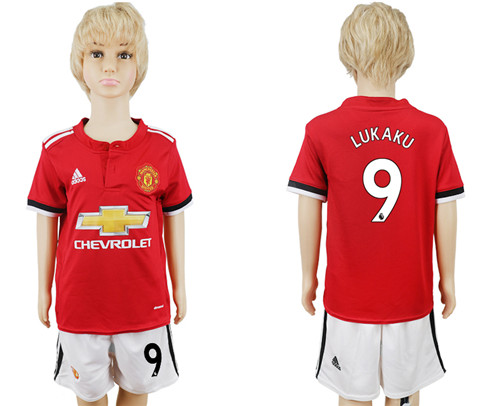 2017 18 Manchester United 9 LUKAKU Home Youth Soccer Jersey