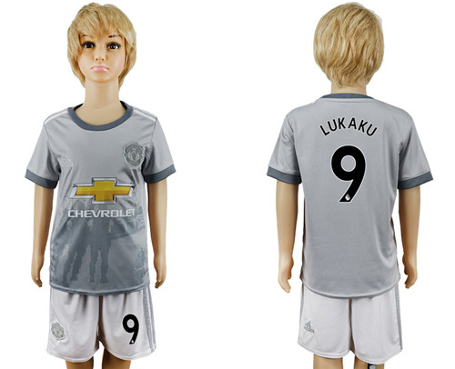 2017 18 Manchester United 9 LUKAKU Third Away Youth Soccer Jersey