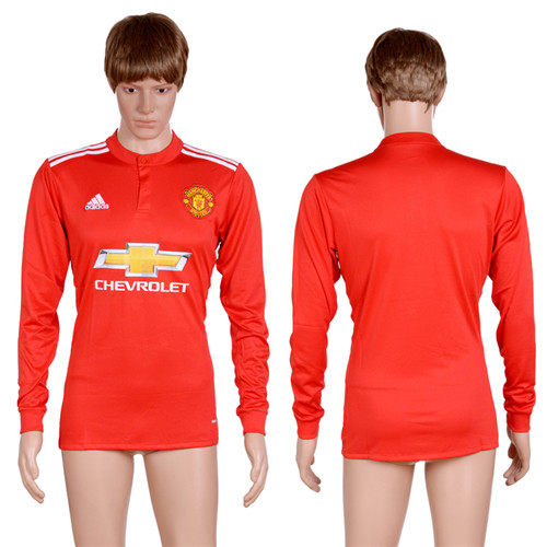 2017 18 Manchester United Home Long Sleeve Thailand Soccer Jersey