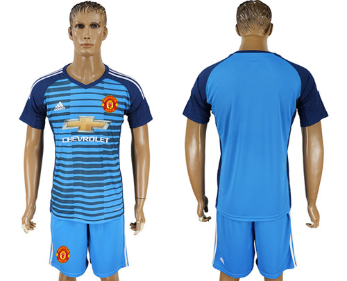 2017 18 Manchester United Lake Blue Goalkeeper Soccer Jersey