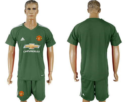 2017 18 Manchester United Military Green Goalkeeper Soccer Jersey