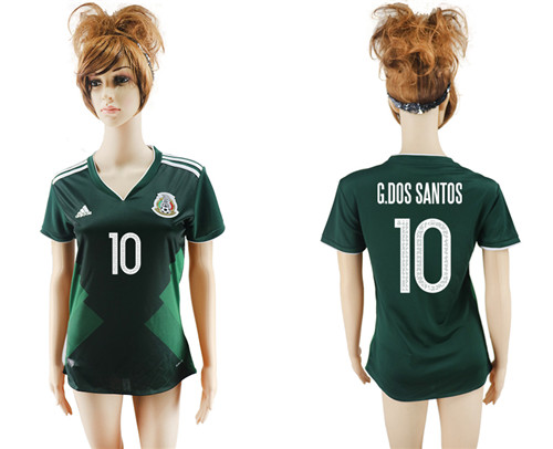 2017 18 Mexico 10 G.DOS SANTOS Home Women Soccer Jersey