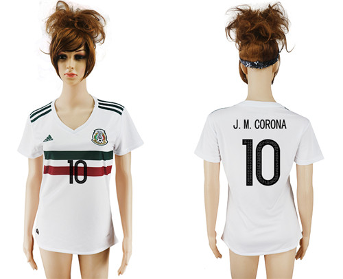 2017 18 Mexico 10 J. M. CORONA Away Women Soccer Jersey