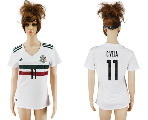 2017 18 Mexico 11 C.VELLA Away Women Soccer Jersey