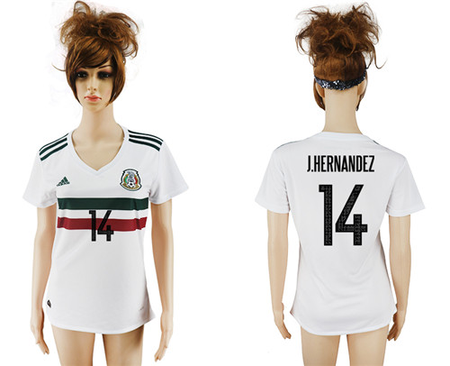 2017 18 Mexico 14 J.HERNANDEZ Away Women Soccer Jersey