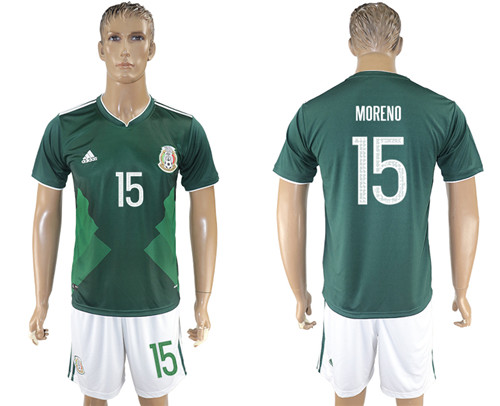 2017 18 Mexico 15 MORENO Home Soccer Jersey