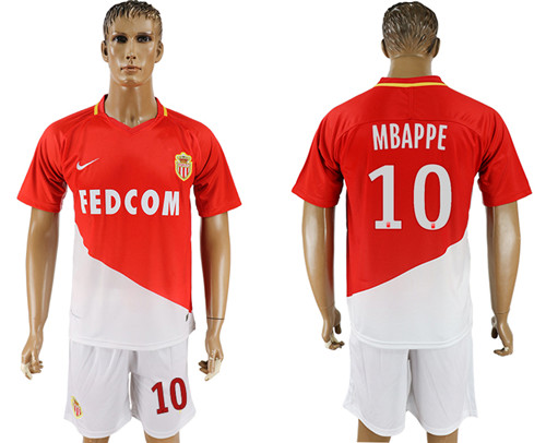 2017 18 Monaco 10 MBAPPE Home Soccer Jersey