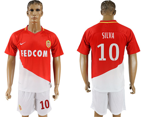 2017 18 Monaco 10 SILVA Home Soccer Jersey