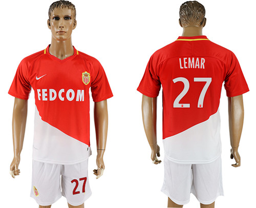 2017 18 Monaco 27 LEMAR Home Soccer Jersey