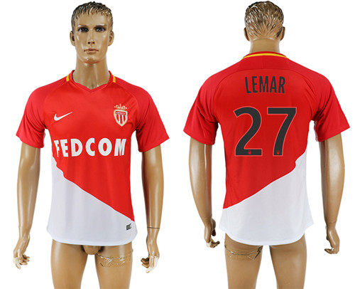 2017 18 Monaco 27 LEMAR Home Thailand Soccer Jersey