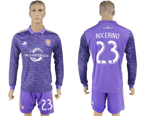 2017 18 Orlando City 23 NOCERINO Home Long Sleeve Soccer Jersey