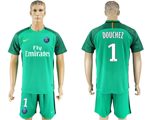 2017 18 Paris Saint Germain 1 DOUCHEZ Green Goalkeeper Soccer Jersey