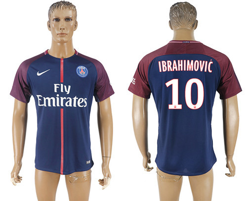 2017 18 Paris Saint Germain 10 IBRAHIMOVIC Home Thailand Soccer Jersey