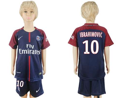 2017 18 Paris Saint Germain 10 IBRAHIMOVIC Home Youth Soccer Jersey