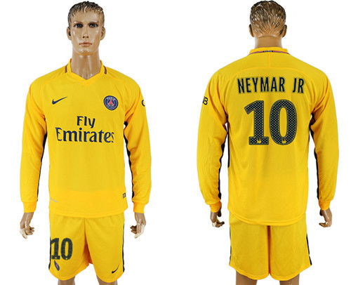 2017 18 Paris Saint Germain 10 NEYMAR JR Away Long Sleeve Soccer Jersey