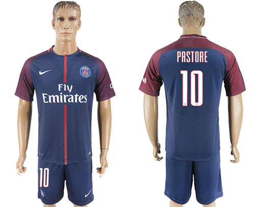 2017 18 Paris Saint Germain 10 PASTORE Home UEFA Champions League Soccer Jersey