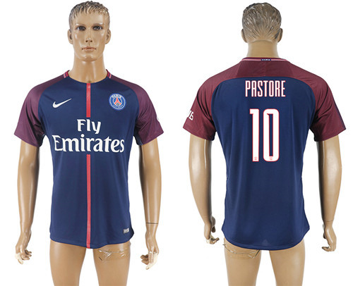 2017 18 Paris Saint Germain 10 PASTORE Home UEFA Champions League Thailand Soccer Jersey