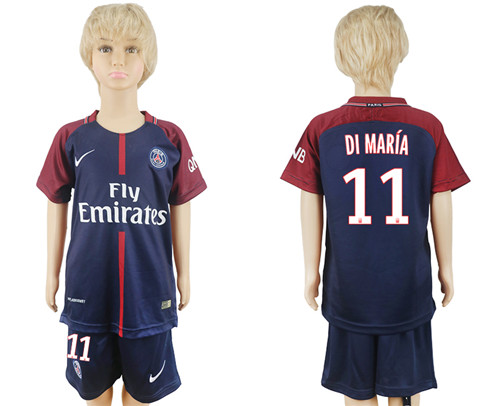 2017 18 Paris Saint Germain 11 DI MARIA Home Youth Soccer Jersey