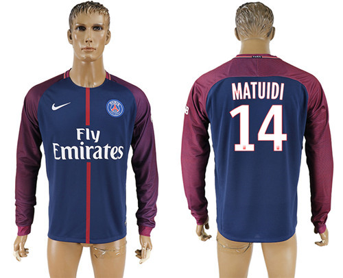 2017 18 Paris Saint Germain 14 MATUIDI Home Long Sleeve Thailand Soccer Jersey