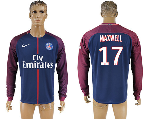 2017 18 Paris Saint Germain 17 MAWELL Home Long Sleeve Thailand Soccer Jersey