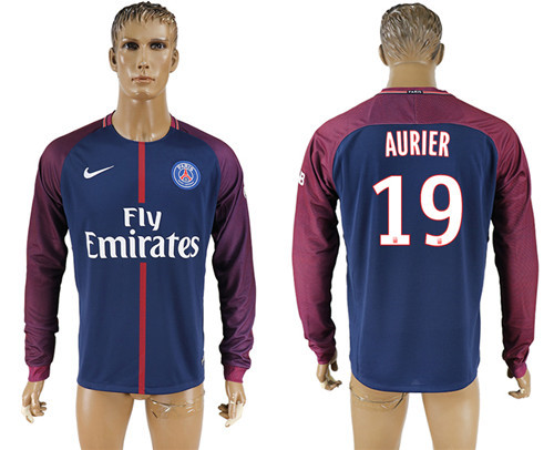 2017 18 Paris Saint Germain 19 AURIER Home Long Sleeve Thailand Soccer Jersey