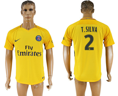 2017 18 Paris Saint Germain 2 T.SILVA Away Thailand Soccer Jersey