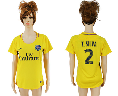 2017 18 Paris Saint Germain 2 T.SILVA Away Women Thailand Soccer Jersey