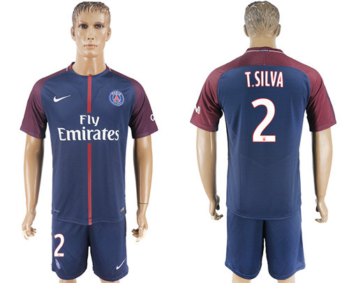 2017 18 Paris Saint Germain 2 T.SILVA Home Soccer Jersey