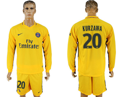 2017 18 Paris Saint Germain 20 KURZAWA Away Long Sleeve Soccer Jersey