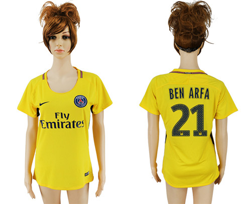 2017 18 Paris Saint Germain 21 BEN ARFA Away Women Thailand Soccer Jersey