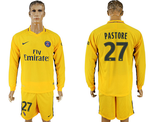 2017 18 Paris Saint Germain 27 PASTORE Away Long Sleeve Soccer Jersey