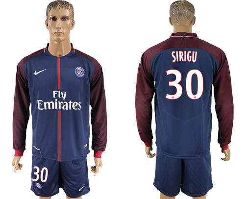 2017 18 Paris Saint Germain 30 SIRIGU Home Long Sleeve Soccer Jersey