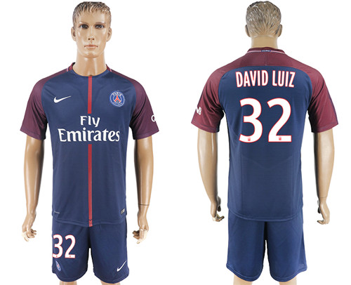 2017 18 Paris Saint Germain 32 DAVID LUIZ Home Soccer Jersey