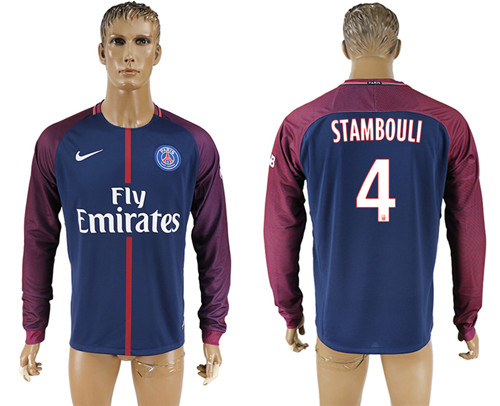 2017 18 Paris Saint Germain 4 STAMBOULI Home Long Sleeve Thailand Soccer Jersey