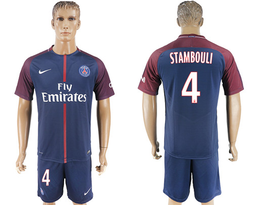 2017 18 Paris Saint Germain 4 STAMBOULI Home Soccer Jersey